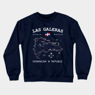 Las Galeras Dominican Republic Flag Travel Map Coordinates GPS Crewneck Sweatshirt